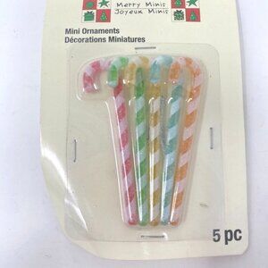 Michaels 5 Pc Merry Mini Ornaments Tree Decor Frosted Sugar Candy Canes